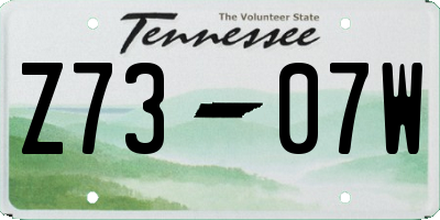 TN license plate Z7307W