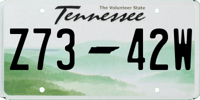 TN license plate Z7342W