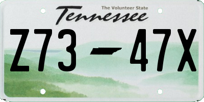 TN license plate Z7347X