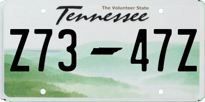 TN license plate Z7347Z