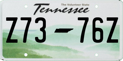 TN license plate Z7376Z