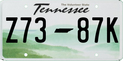 TN license plate Z7387K