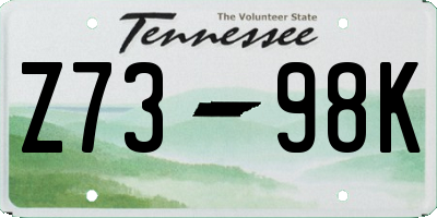 TN license plate Z7398K