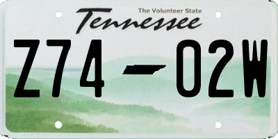 TN license plate Z7402W