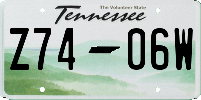 TN license plate Z7406W