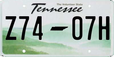TN license plate Z7407H