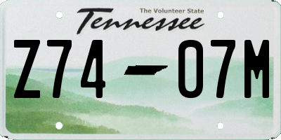 TN license plate Z7407M