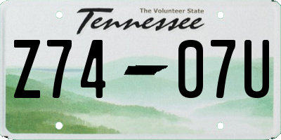 TN license plate Z7407U