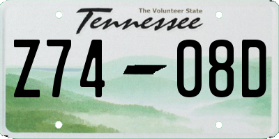TN license plate Z7408D