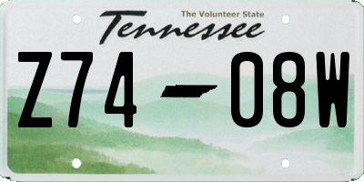 TN license plate Z7408W