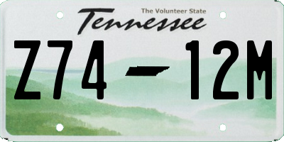 TN license plate Z7412M