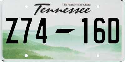 TN license plate Z7416D