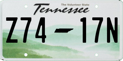 TN license plate Z7417N