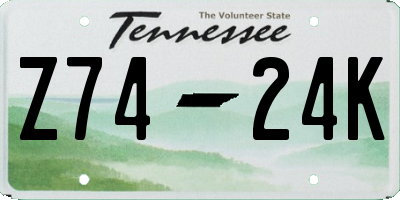TN license plate Z7424K