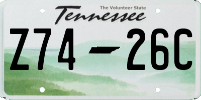 TN license plate Z7426C