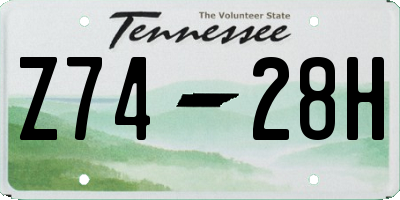 TN license plate Z7428H