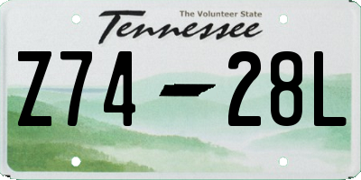 TN license plate Z7428L
