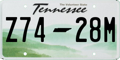 TN license plate Z7428M