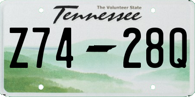 TN license plate Z7428Q