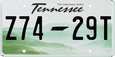 TN license plate Z7429T