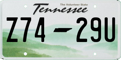 TN license plate Z7429U