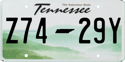TN license plate Z7429Y