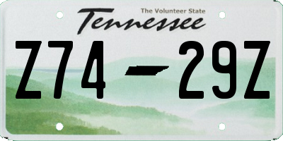 TN license plate Z7429Z