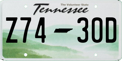TN license plate Z7430D