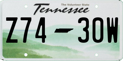 TN license plate Z7430W