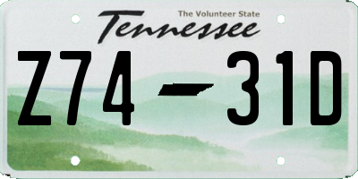 TN license plate Z7431D
