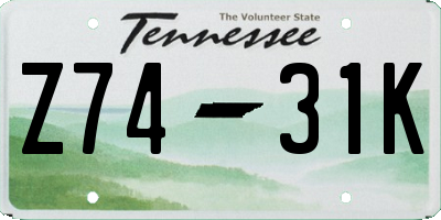 TN license plate Z7431K