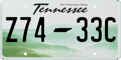 TN license plate Z7433C