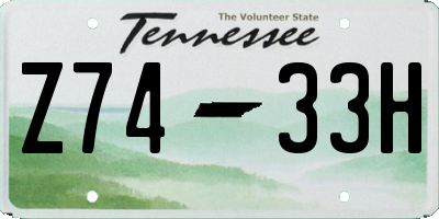 TN license plate Z7433H