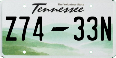 TN license plate Z7433N