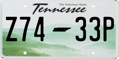 TN license plate Z7433P