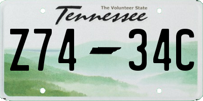 TN license plate Z7434C