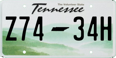 TN license plate Z7434H