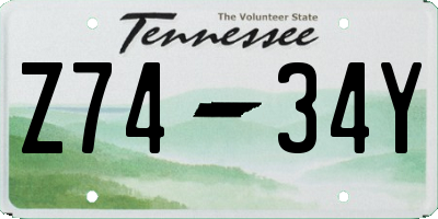 TN license plate Z7434Y