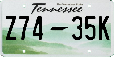 TN license plate Z7435K