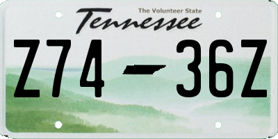 TN license plate Z7436Z