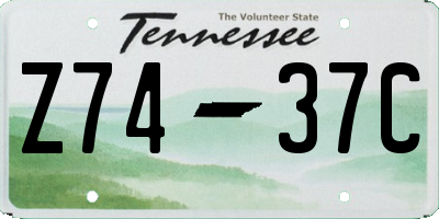 TN license plate Z7437C