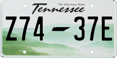 TN license plate Z7437E