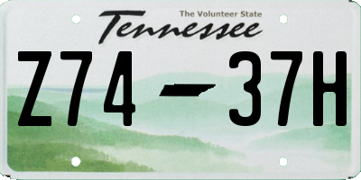 TN license plate Z7437H