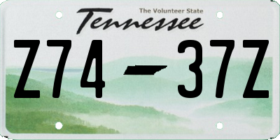TN license plate Z7437Z