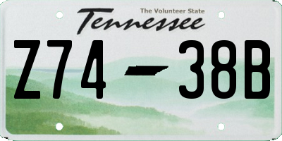TN license plate Z7438B