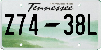 TN license plate Z7438L
