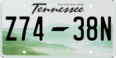 TN license plate Z7438N