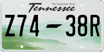 TN license plate Z7438R