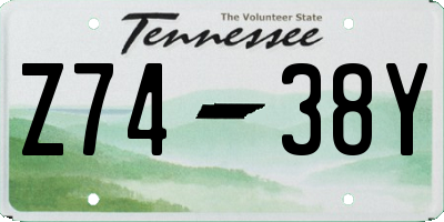 TN license plate Z7438Y