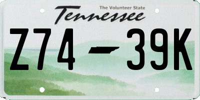 TN license plate Z7439K
